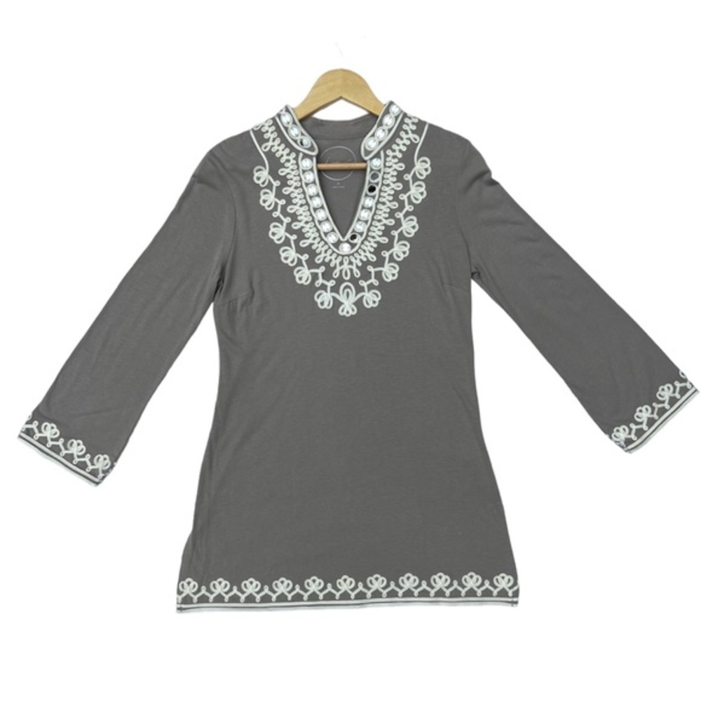 INC International Concepts Embroidered Sequin‎ Tunic Top